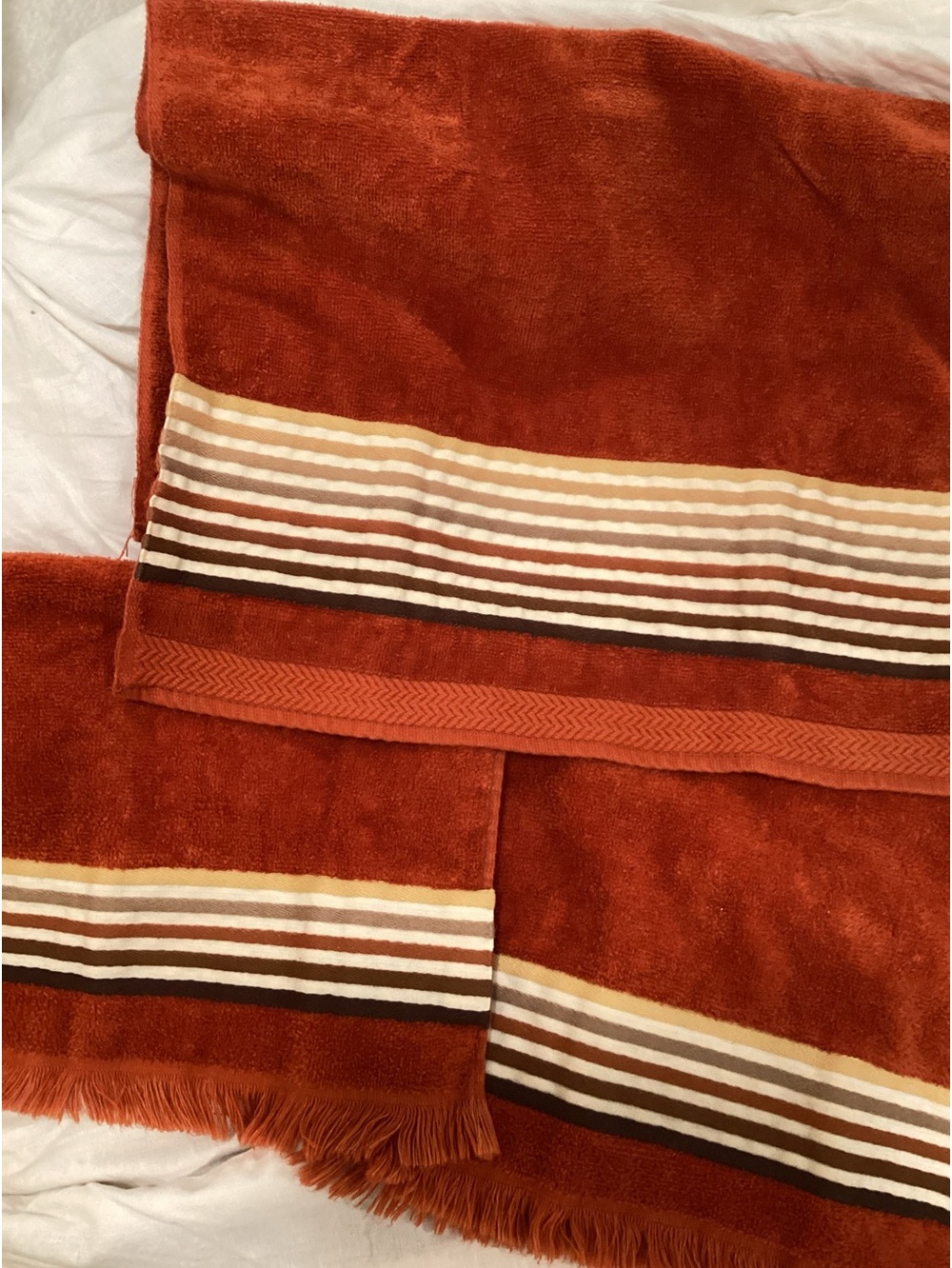 Fieldcrest Rust / stripes bath towel set/3/cotton